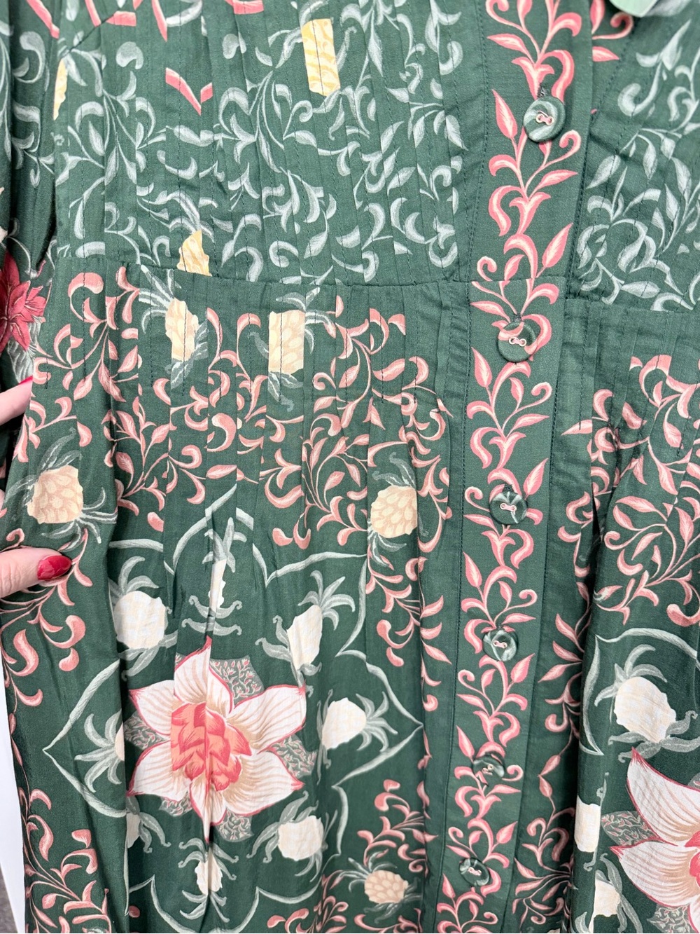 Farm Rio Green Pineapple Garden Long Sleeve Mini Dress - Picture 4 of 6